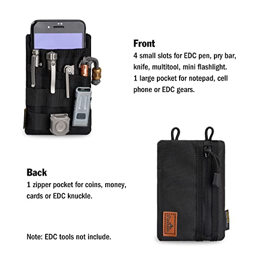 Viperade Ve4 Pocket Organizer Men, Nylon Edc Organizer With 4 Tool Storage Edc Pouch For Flashlight, Pocket Knife, Tactical Pen, Notebook -Pocket Organizer Edc Black #TOP2