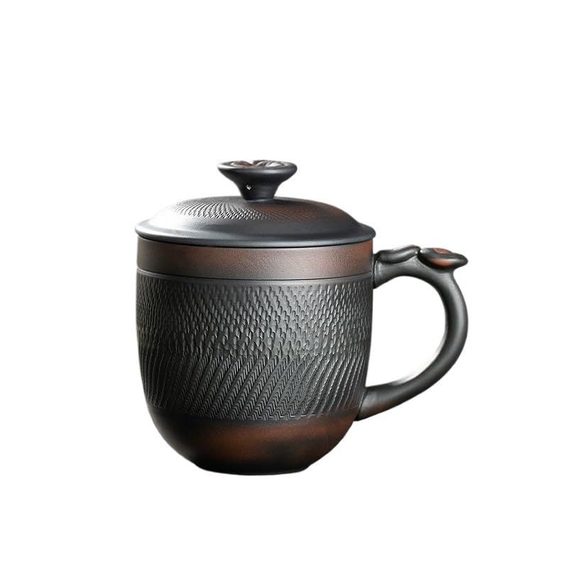 Tasse à thé en céramique violette avec couvercle et filtre de bureau pour infusion