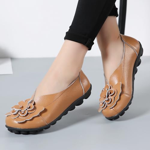 Image of MOYOWEI Women's Leather Slip On Loafers Colorful Flat Shoes