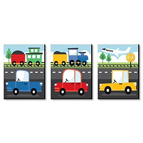 Big Dot Of Happiness Cars, Trains, And Airplanes - Transportation Nursery Wall Art And Kids Room Decor - 7.5 X 10 Inches - Set Of 3 Prints #TOP6