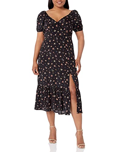 Paige Women's Gjelina Puff Sleeve Faux Wrap Dress, Black Multi, L #TOP20