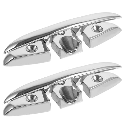 Hemobllo Lot De 2 Taquets pour Câbles Marins Accessoires De Pont Et D Amarrage Taquet Pliable Support De Ligne D Amarrage Rétractable Argenté