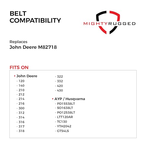 Image of M82718 Drive Belt Replacement for John Deere, Length 90.5 inch, Heavy-Duty, Durable, Aramid Cord Belt Fits John Deere 100 (120, 140), 200 (210, 212), 300, 400 Series, Husqvarna AYP LT Series PD15538LT