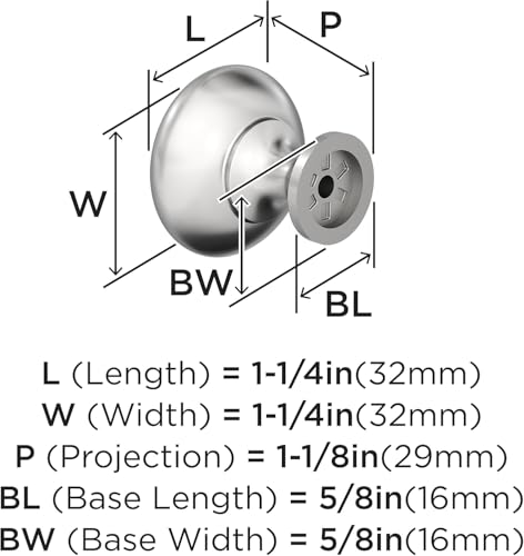 Image of Amerock 1-1 /4 inch Round Edona Polished Chrome Cabinet Knob | Durable Zinc drawer knob and cabinet hardware, ideal for kitchen cabinets, bathroom vanities, dressers, and furniture
