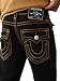 True Religion Men's Ricky Super T Flap Jeans – Flap Back Pockets- Black Rinse, 36