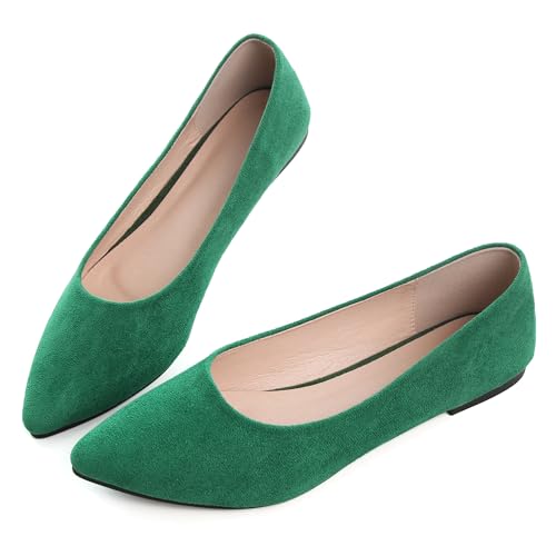 Image of Dear Time Women's Pointed Toe Ballet Flats Simple Casual Office Work Flats Slip-on Comfortable Shoes