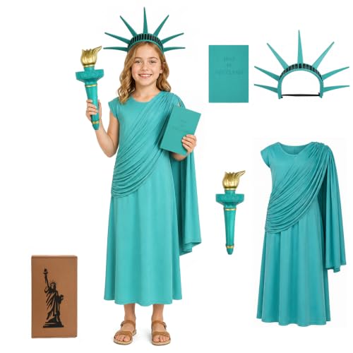VZQI Statue of Liberty Costume for Girls, Dress Crown Torch Book by VZQI - Used condition - US$41.39