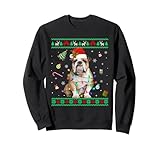 Photo Gallery brutto maglione bulldog inglese cane luci di natale cappello di babbo natale felpa Photo Gallery brutto maglione bulldog inglese cane luci di natale cappello di babbo natale felpa