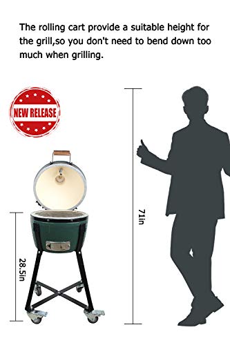 Dracarys Rolling Cart for Minimax Big Green Egg Accessories,Green Egg Rolling Nest with Heavy Duty Locking Caster Wheels Powder Coated Steel Rolling Outdoor Cart for Minimax Big Green Egg Grill Stand