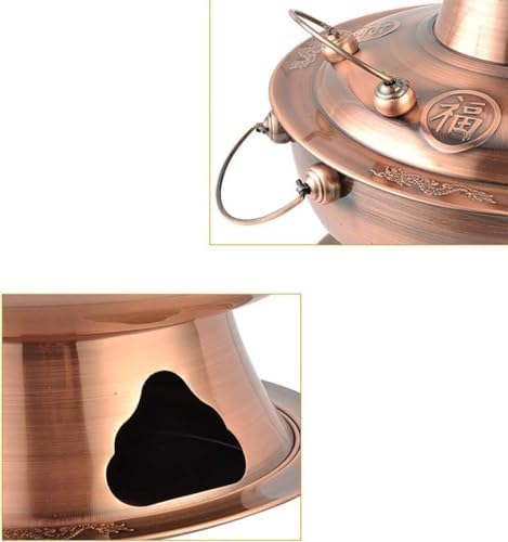 Authentic Chinese Copper Charcoal Hot Pot - 32cm Beijing Style Charcoal Heated Steam Pot for Kitchen Catering, Cooking Tools, Traditional Cookware