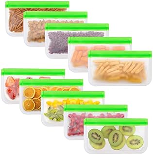 Reusable Freezer Bags, PEVA Reusable Freezer Bags Food Grade Material Snack Sandwich Bags Easy Seal Leakproof Reusable Ziplock Food bags for Marinate Fruits Meal Prep Travel Item