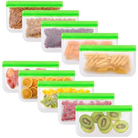 Reusable Freezer Bags, PEVA Reusable Freezer Bags Food Grade Material Snack Sandwich Bags Easy Seal Leakproof Reusable Ziplock Food bags for Marinate Fruits Meal Prep Travel Item Cover