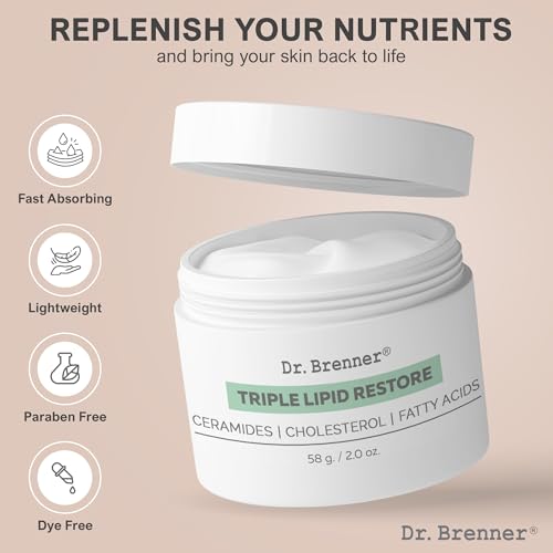 Dr. Brenner Triple Lipid Restore Anti Aging Face Moisturizer Lifting & Recovery Cream with Ceramides, Lipids and Fatty Acids 2 oz
