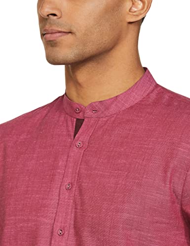 Image of Amazon Brand - Symbol Men's Solid Cotton Slub Short Kurta (Regular Fit)