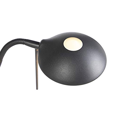 Qazqa Moderno Lámpara de pie negra flexo regulador LED - DIVA 2 Acero Redonda/Alargada Incluye LED Max. 2 x 18 Watt