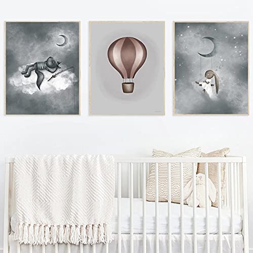 Poster lapin nursery 50x70cm lot de 3 toiles murales sans cadre pour chambre bébé