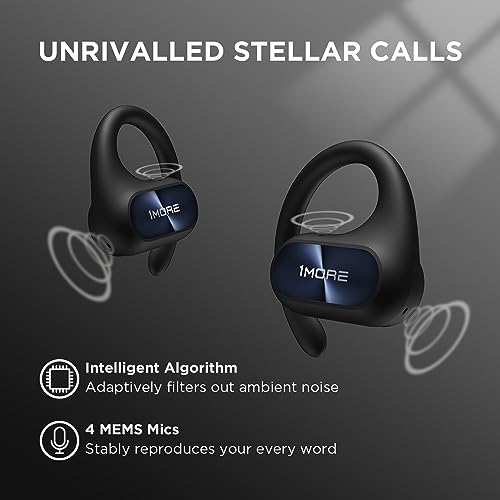 Image of 1MORE Fit SE S30 Open Ear Headphones, Wireless Bluetooth Headphones with 4 Microphones for Clear Calls, Sports Earbuds Split Design with Earhooks, IPX5, 30-Hour Playtime, 5.3, Black (EF606)