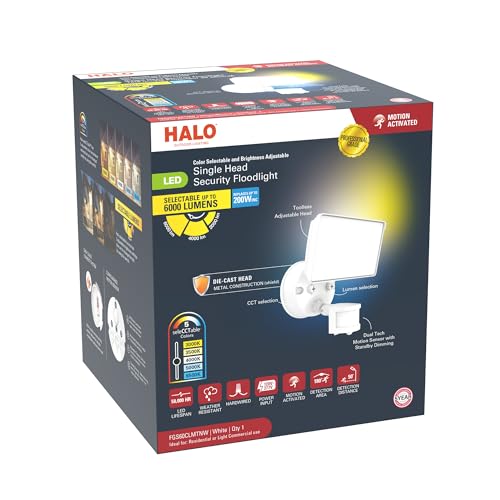 HALO FGS Ultra Bright Outdoor LED Security Floodlight, 120-227V w/CCT & Lumen Select, Motion Activation - White FGS60CLMTNW by HALO - Image 7