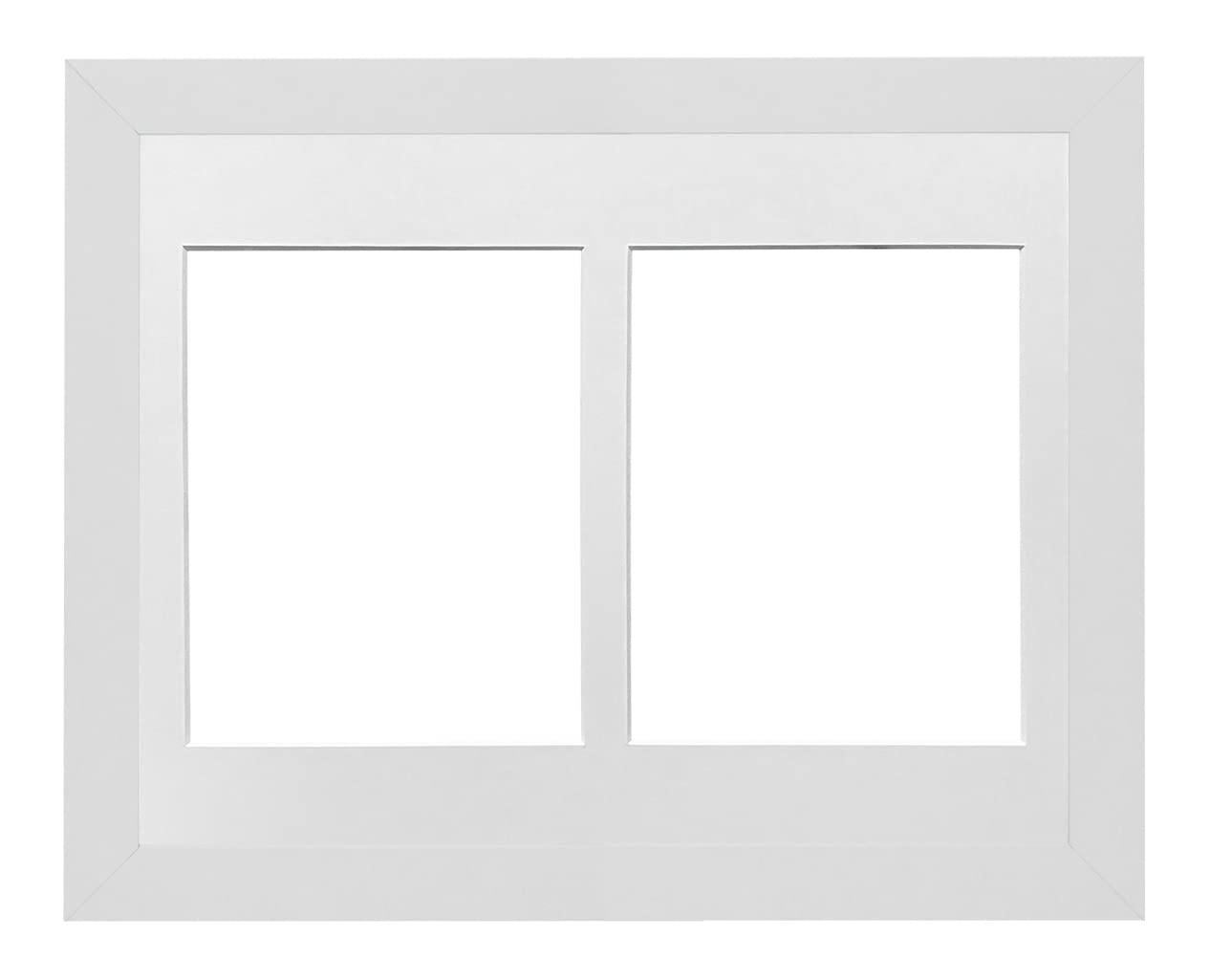 MDF 30mm White Frame 12x10' Multi Aperture Picture Frame with White Mount to fit (2x) 7x5' Photos with Perspex Sheet - Tabletop & Wall Mountable Landscape or Portrait