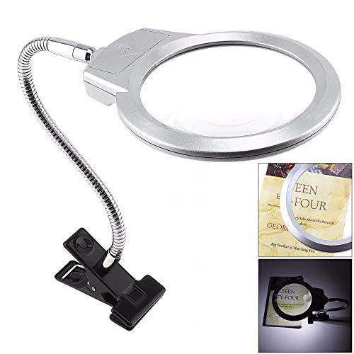LHQ-HQ magnificando Nueva 2,5X / 5X ABS + Metal con Clip Ajustable Lupa con luz LED y Antideslizante Clip for la reparación de la Joya