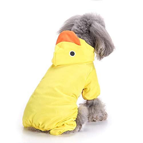 Smalllee_Lucky_Store Cute Duck Waterproof Puppy Dog Raincoats With Hood For Small Medium Dogs Lightweight With Leash D-Ring Pet Rain Jacket Poncho Chihuahua Clothes,Yellow Xs #TOP6