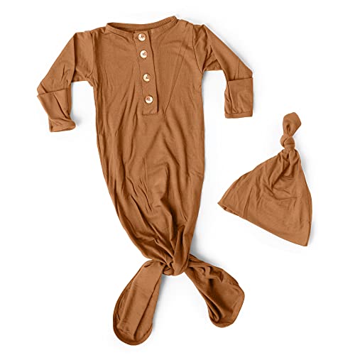 Image of Stroller Society Newborn Knotted Baby Gown and Hat Set for Baby Boy or Baby Girl