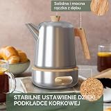 WALDWERK Dzbanek do herbaty z podgrzewaczem (1,1 l) – stal nierdzewna z sitkiem – nie kapiący – uchwyty z drewna dębowego