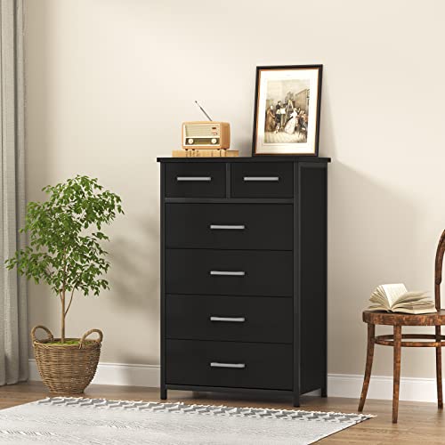 Ikeno 6 Drawer Tall Dresser With Sturdy Metal Frame, Industrial Drawer Chest For Bedroom, Clothes Storage Cabinet #TOP6