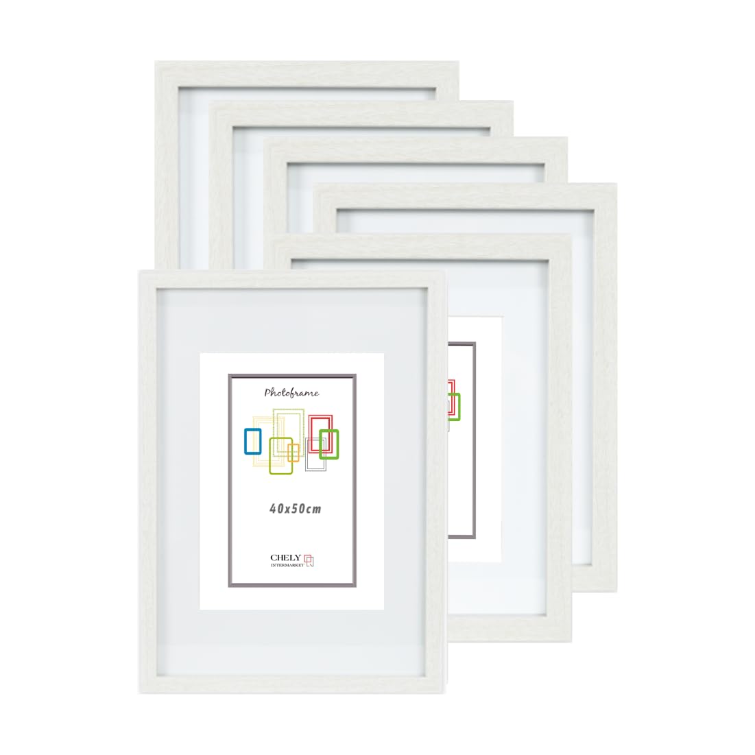 CHELY INTERMARKET Marco de foto 40x50cm (Int 30x40cm) Blanco MOD-351 (6 Unds) cuadro ideal para fotos