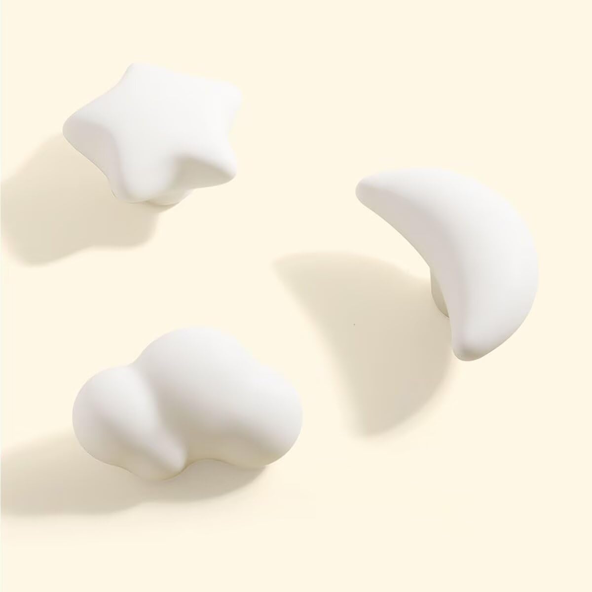 6Pcs Ceramic Knobs for Kids - White Cabinet Door Knobs, Decorative Cartoon Cloud Cupboard Pull Handles with Screws for Children's Room Bedroom Furniture Closet Drawer