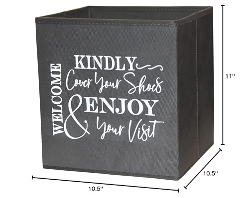 Shoe Cover Box - Welcome Guests to Please Cover Shoes. Indoor Foldable Storage Bin to Fill w/your Favorite Booties. For Homeowner, Real Estate Agent, Realtor Open House Supplies | 1 Grey & White - Image 4