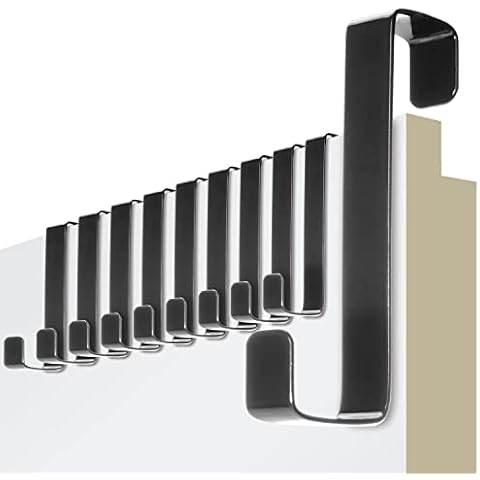 4smile Over Door Hooks - 10-Piece Set, Black - Door Hooks Made in Germany, no Drilling - Elegant Door Hanger, Heavy-Duty Cover