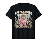 Happy Easter - Bigfoot Funny Rabbit Bunny Eggs Basket Boy T-Shirt, Men, Black, X-Large