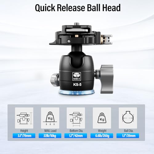 image for SIRUI Ball Head for Tripod, 29mm Ball Head KS-5, 360° Panoramic Alumi