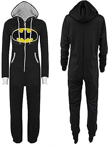 BATMAN New Mens Womens Unisex Superman Hooded Zip Jumpsuit Onesie Size S M L XL (m) Black