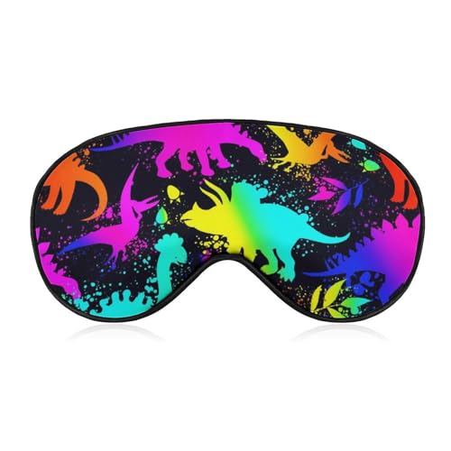 Máscara de viaje para dormir, diseño de dinosaurios neón, antifaz opaco, accesorio para dormir.