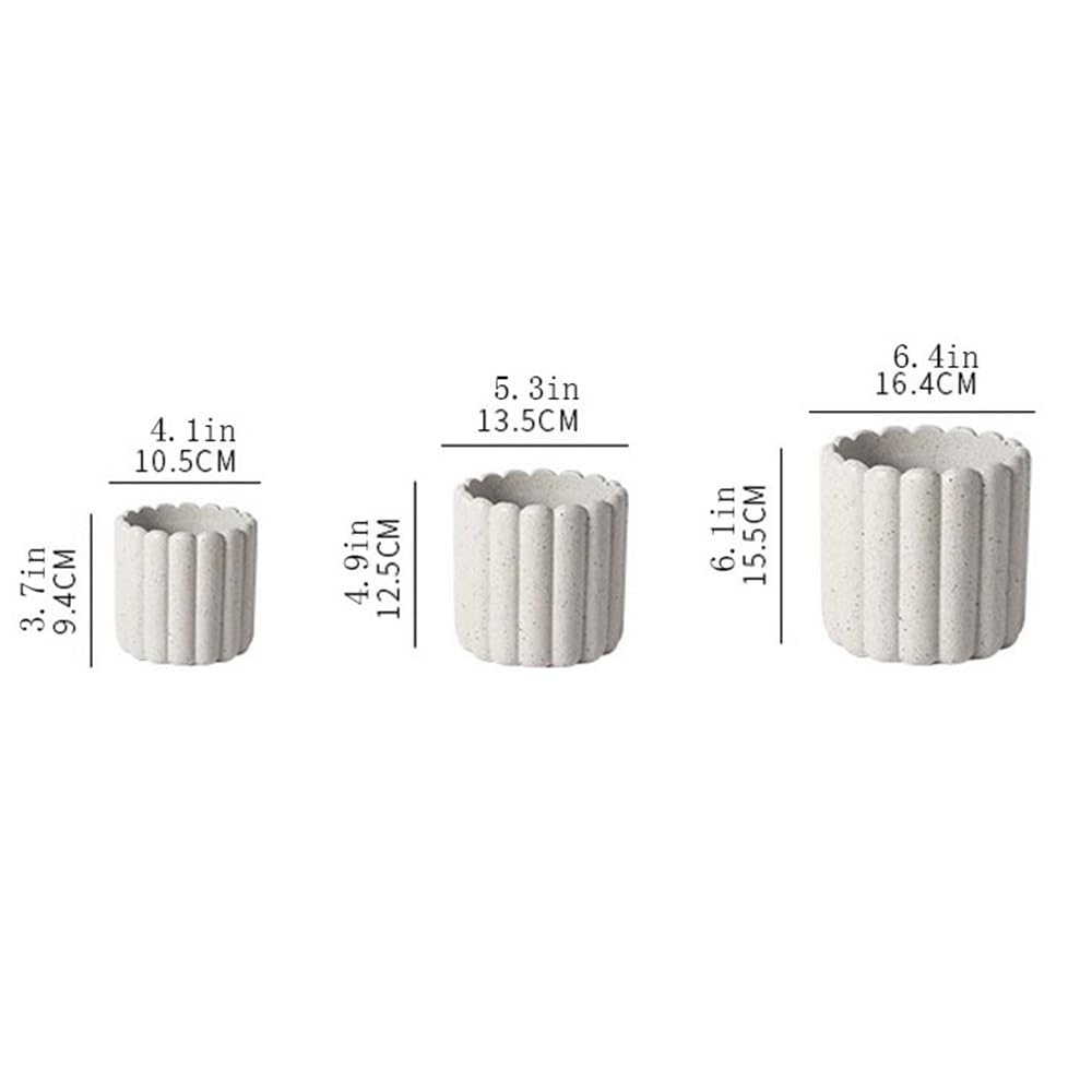 Doniczka Doniczki w pionowe paski beżowe z kropkami w sprayu Doniczka Cementowa doniczka na stół do wewnątrz Na zewnątrz Sypialnia Gabinet Parapet ogrodowy (3 rozmiary) Doniczka(Duży)