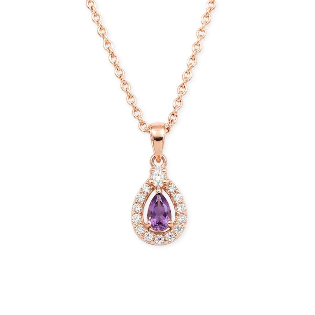 zavya 925 Sterling Silver Imperial Purple Rose Gold Plated Pendant Necklace for Women-picture-54