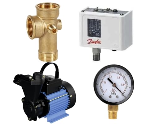 Image of Kirloskar jALDAKSH (SILVER) 1 HP Water Pump with Plumbing Accessories, 5 way Connector, Pressure Switch, Pressure Guage single phase