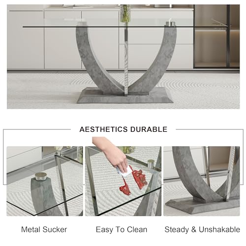 Glass Dining Table Set for 8, 9 PCS Kitchen Table Set with 8 Chairs,71" Tempered Glass Tabletop with Upholstered Chairs, Suitable for Dining Room and Kitchen - Image 5