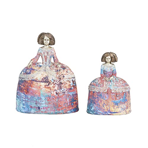 Escultura de mujer set 2 polystone multicolor 16.6 in