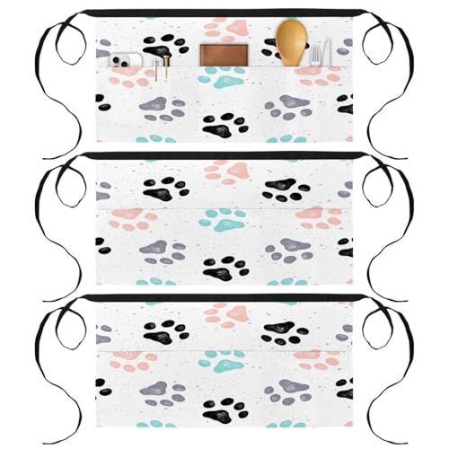Tablier court de cuisine lot de 3 demi-tabliers bistrot bar nettoyage multicolore