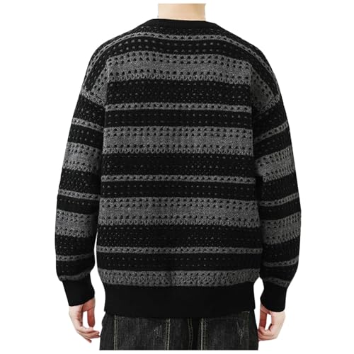 Fashion Striped Sweaters for Men Casual Long Sleeve Knit Pullover Tops Winter Lightweight Knit Crewneck Sweater2