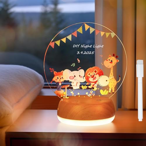 Thlevel Lámpara de Noche Personalizada Luces para Niños de Interior Base Ajustable Led Plexiglass Luz Decorativa Acrílico para Dormitorio Salón