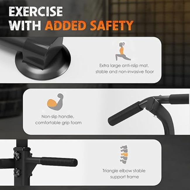 SogesHome Power Tower Pull Up Bar and Dip Station Adjustable Height Dip Stand Multi-Functional Strength Training Fitness Workout Station