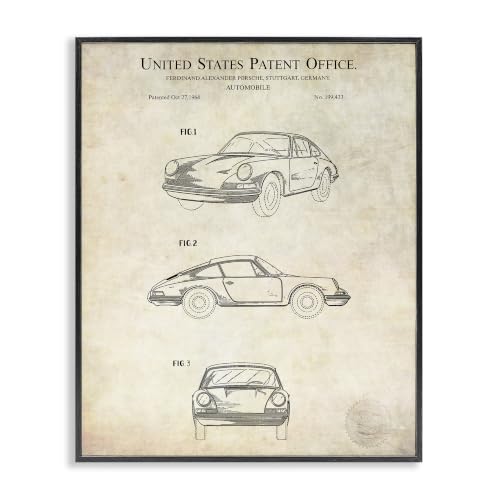 Automobile Blueprint Diagram Patent, 24 x 30 Inch Framed Giclée Print