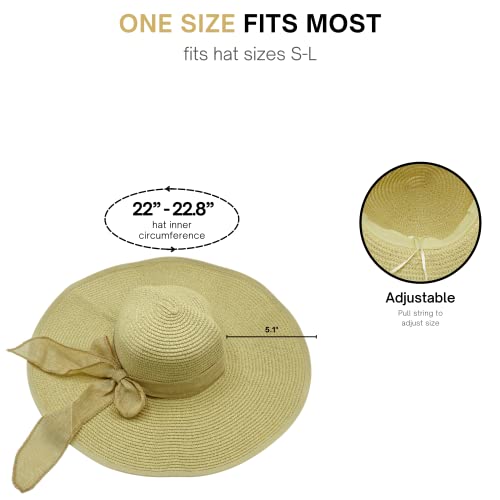 Sombrero plegable de paja beige para mujer con protección UV miniatura 6