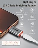 8-Pin na USB-C Adapter Audio 2 Sztuki, PD60 W Szybkie ładowanie 480 Mbps Transmisja Danych, Wtyczka USB C na gniazdo 8-Pin słuchawki Adapter do słuchawek M-acBook, Phone 17/16/15, Pad