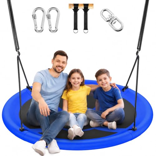 ANAGOO 43 Inch Saucer Tree Swing 700lb Heavy Duty Outdoor Flying Seat Blue - image 1