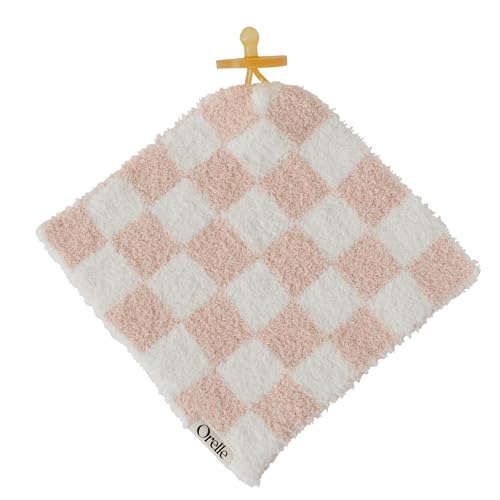 Image of Orelle Checkered Baby Lovey | Pacifier Holder | Ultra-Soft & Cozy Loveys for Babies | Newborn Gift & Registry Must-Have | 9x9” | Pink